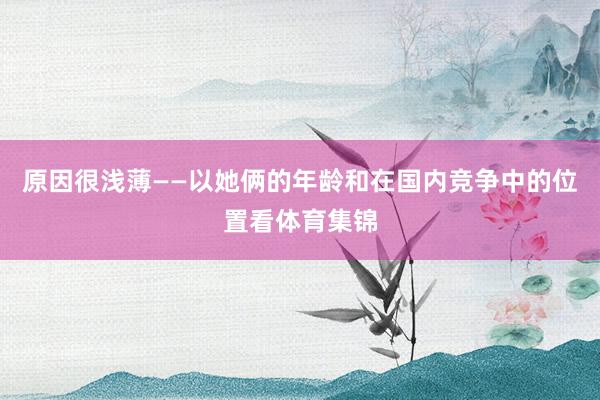 原因很浅薄——以她俩的年龄和在国内竞争中的位置看体育集锦