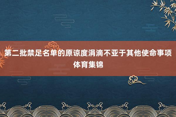第二批禁足名单的原谅度涓滴不亚于其他使命事项体育集锦