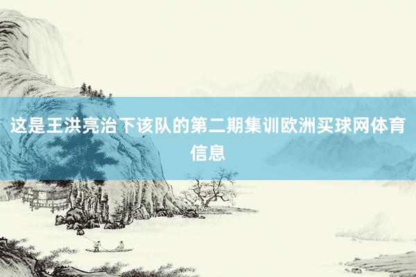 这是王洪亮治下该队的第二期集训欧洲买球网体育信息