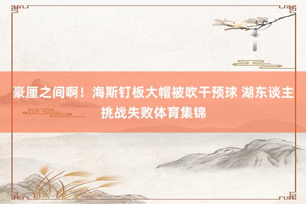 豪厘之间啊！海斯钉板大帽被吹干预球 湖东谈主挑战失败体育集锦