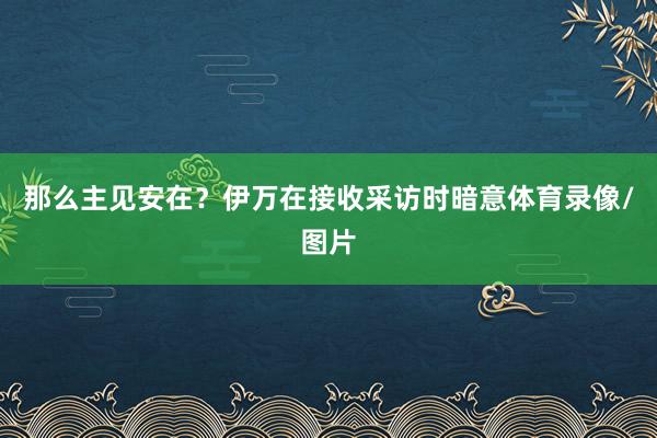 那么主见安在？伊万在接收采访时暗意体育录像/图片