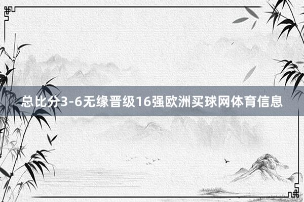 总比分3-6无缘晋级16强欧洲买球网体育信息