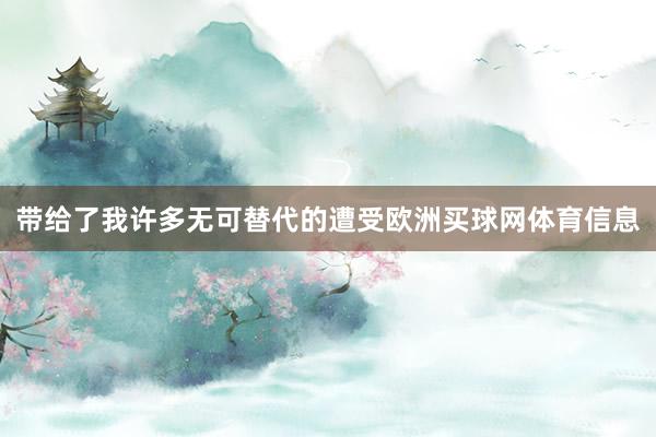带给了我许多无可替代的遭受欧洲买球网体育信息