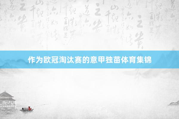 作为欧冠淘汰赛的意甲独苗体育集锦