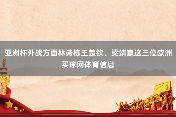 亚洲杯外战方面林诗栋王楚钦、梁靖崑这三位欧洲买球网体育信息