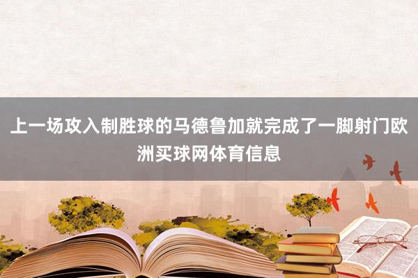 上一场攻入制胜球的马德鲁加就完成了一脚射门欧洲买球网体育信息