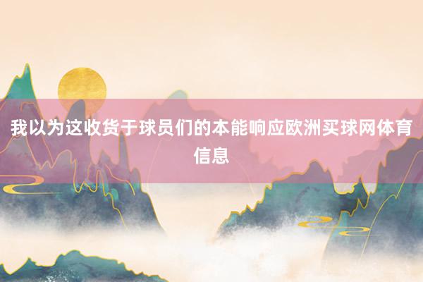 我以为这收货于球员们的本能响应欧洲买球网体育信息