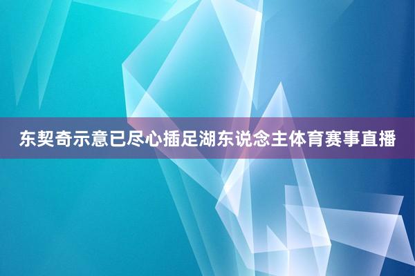 东契奇示意已尽心插足湖东说念主体育赛事直播