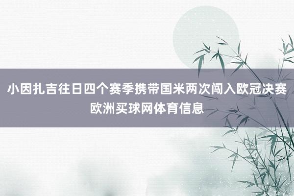 小因扎吉往日四个赛季携带国米两次闯入欧冠决赛欧洲买球网体育信息