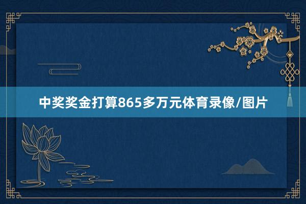 中奖奖金打算865多万元体育录像/图片