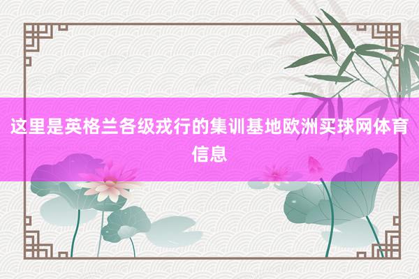 这里是英格兰各级戎行的集训基地欧洲买球网体育信息