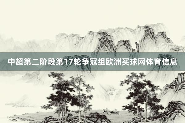 中超第二阶段第17轮争冠组欧洲买球网体育信息