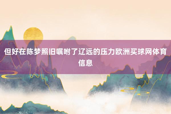 但好在陈梦照旧嘱咐了辽远的压力欧洲买球网体育信息