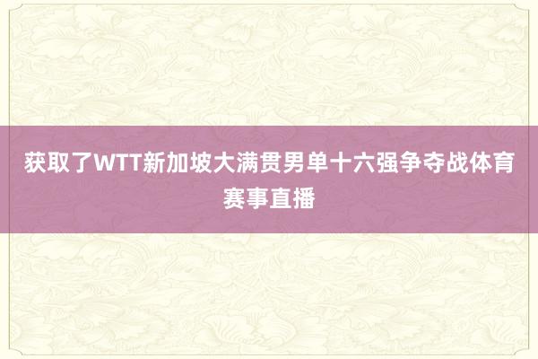 获取了WTT新加坡大满贯男单十六强争夺战体育赛事直播